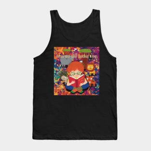 Books give your fantasy wings. The boy is totally focused on the story in the book. Fantasy background. Tank Top